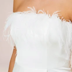 Strapless Gown With Draped Skirt In Ivory 9 Strapless Gown With Draped Skirt In Ivory -Glam Mirth Sales MN1E206493 AC194 Regular Side