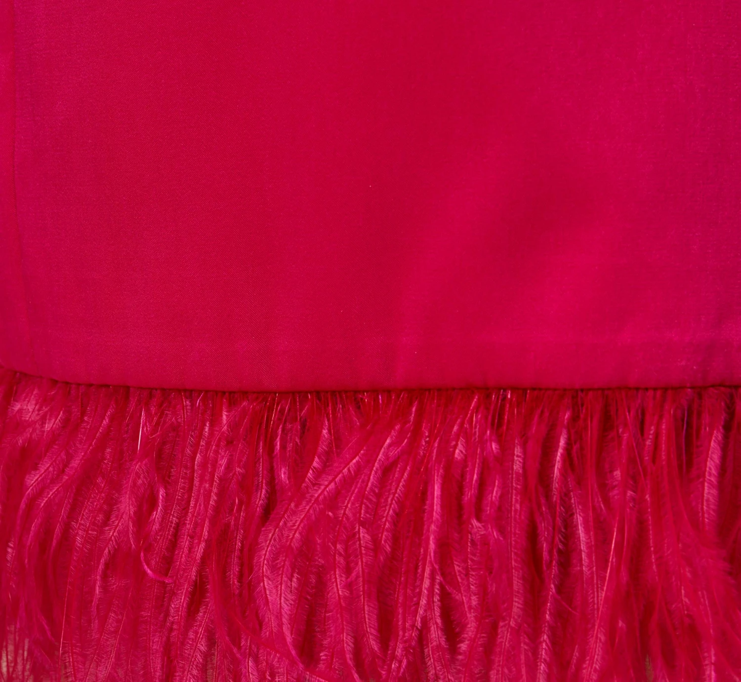 Charmeuse Tuxedo Short Sheath Cocktail Dress With Feather Trim In Bright Rose 6 Charmeuse Tuxedo Short Sheath Cocktail Dress With Feather Trim In Bright Rose - Image 6