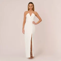 Strapless Column Gown In Ivory