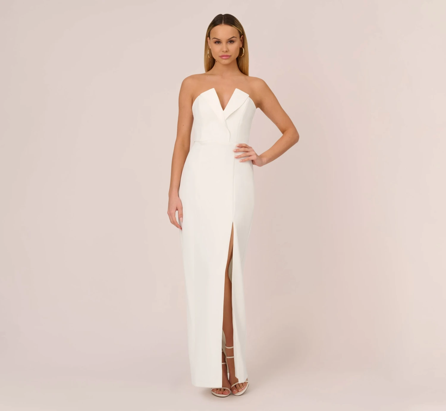 Strapless Column Gown In Ivory 1 Strapless Column Gown In Ivory