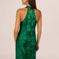 Metallic Chiffon Halter Gown In Green -Glam Mirth Sales MN1E206963 AA310 Regular Lifestyle