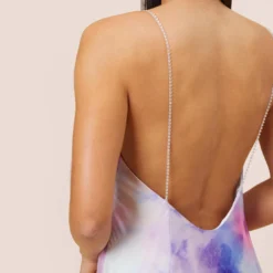 Watercolor Print Satin Gown In Purple Multi 10 Watercolor Print Satin Gown In Purple Multi -Glam Mirth Sales MN1E206966 AA592 Regular Alternate