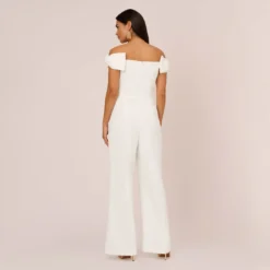 Off-The-Shoulder Jumpsuit With Bows In Ivory 9 Off-The-Shoulder Jumpsuit With Bows In Ivory -Glam Mirth Sales MN1E207121 AA194 Regular Back