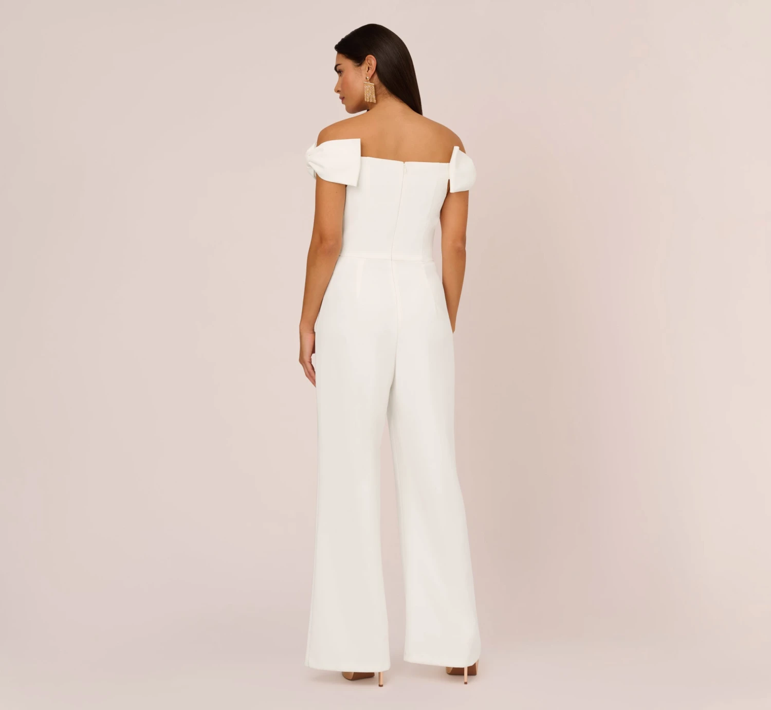 Off-The-Shoulder Jumpsuit With Bows In Ivory 4 Off-The-Shoulder Jumpsuit With Bows In Ivory - Image 4
