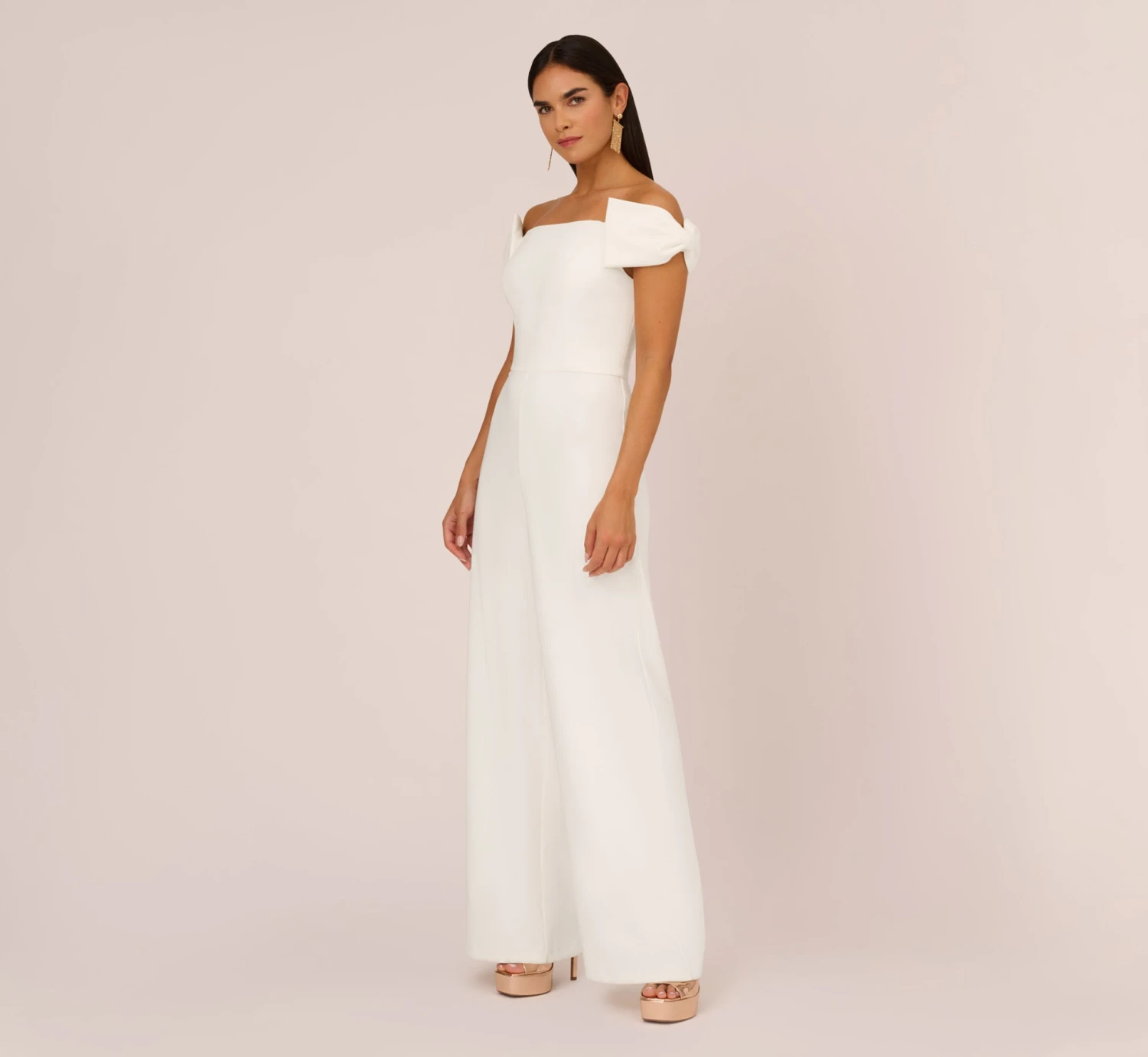 Off-The-Shoulder Jumpsuit With Bows In Ivory 1 Off-The-Shoulder Jumpsuit With Bows In Ivory