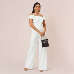 Off-The-Shoulder Jumpsuit With Bows In Ivory 11 Off-The-Shoulder Jumpsuit With Bows In Ivory -Glam Mirth Sales MN1E207121 AA194 Regular Lifestyle