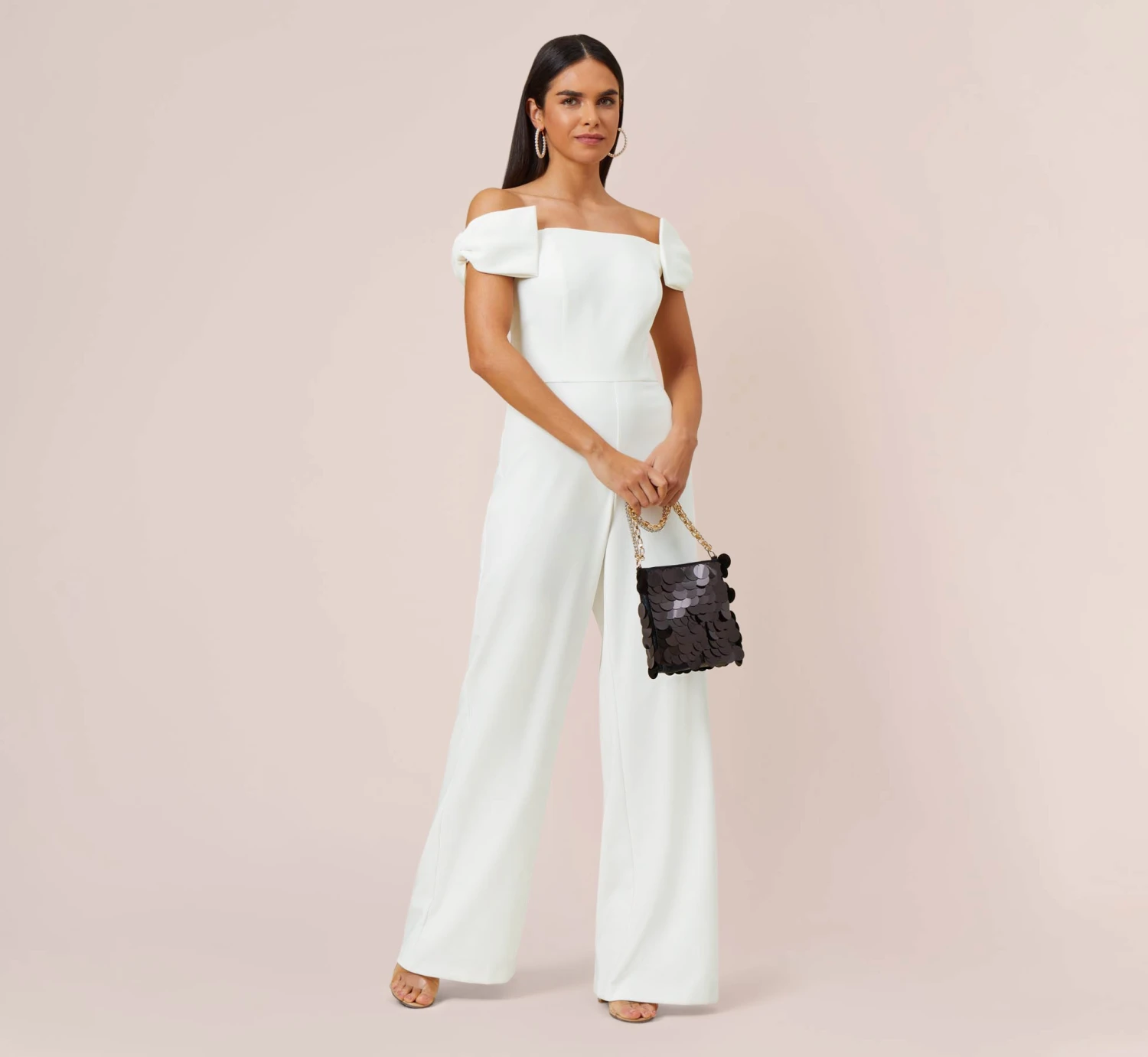 Off-The-Shoulder Jumpsuit With Bows In Ivory 6 Off-The-Shoulder Jumpsuit With Bows In Ivory - Image 6