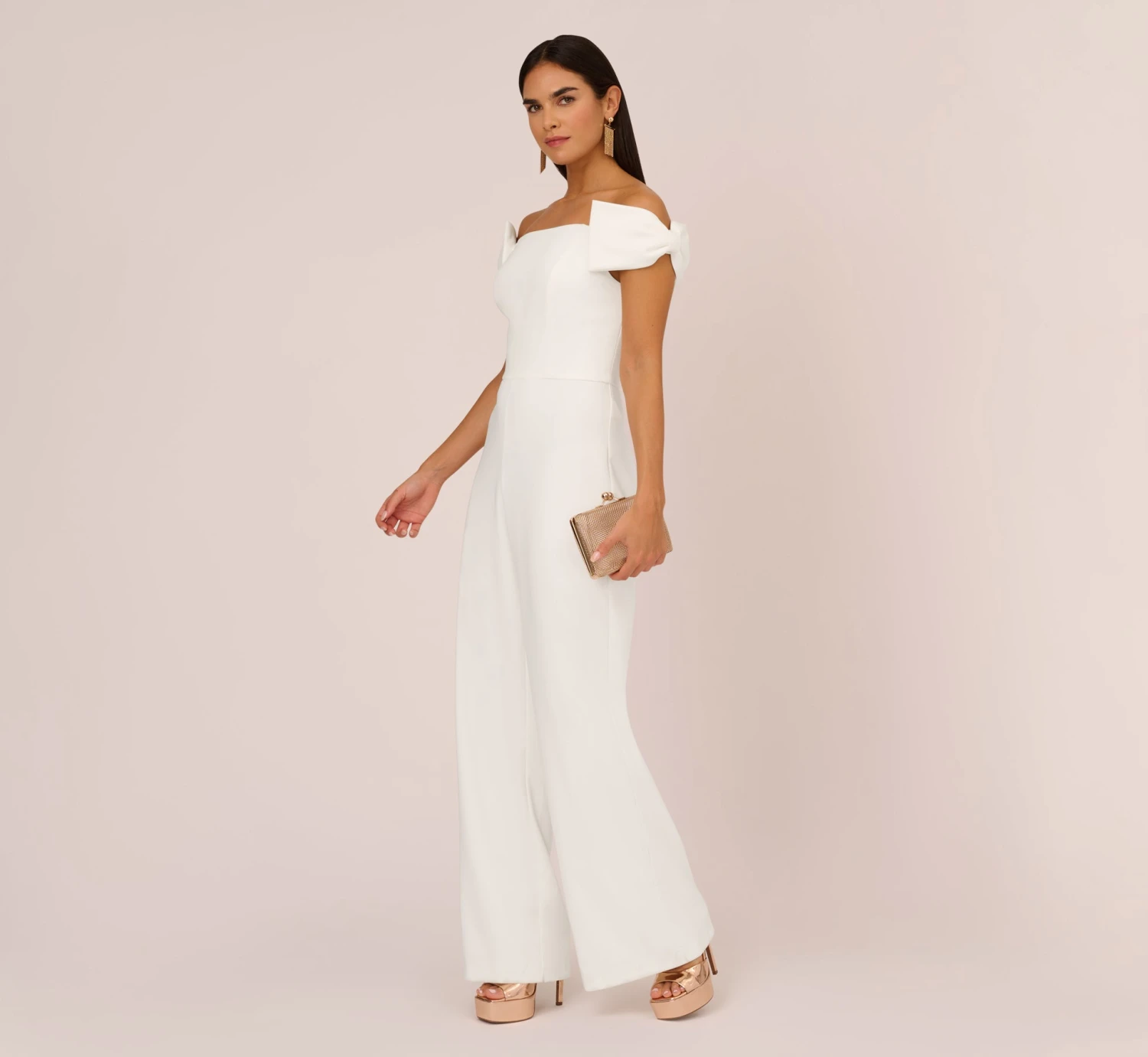 Off-The-Shoulder Jumpsuit With Bows In Ivory 2 Off-The-Shoulder Jumpsuit With Bows In Ivory - Image 2