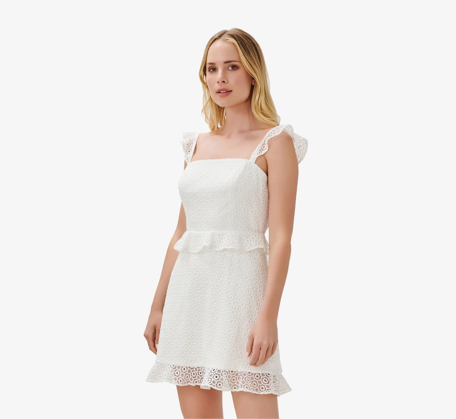 Lace Fit-And-Flare Short Cocktail Dress In Ivory 1 Lace Fit-And-Flare Short Cocktail Dress In Ivory