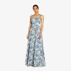 Floral-Printed Crepe Maxi Dress In Blue Multi