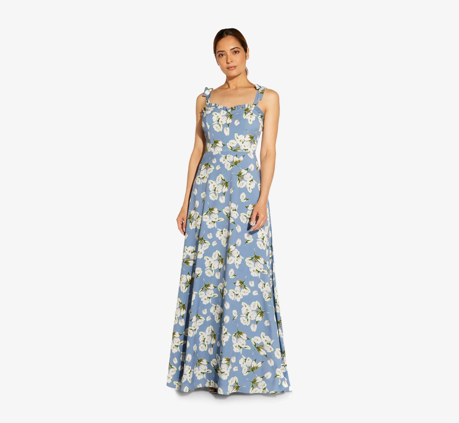Floral-Printed Crepe Maxi Dress In Blue Multi 5 Floral-Printed Crepe Maxi Dress In Blue Multi - Image 5