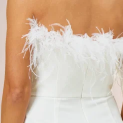 Feather-Trim Crepe Strapless Jumpsuit In Ivory 8 Feather-Trim Crepe Strapless Jumpsuit In Ivory -Glam Mirth Sales MN1E207287 AC194 Regular Alternate