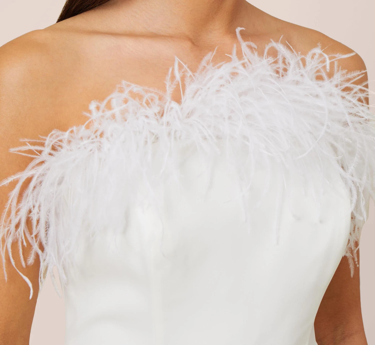 Feather-Trim Crepe Strapless Jumpsuit In Ivory 5 Feather-Trim Crepe Strapless Jumpsuit In Ivory - Image 5