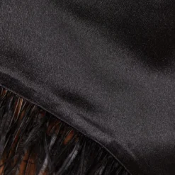 One-Shoulder Satin Dress With Feather Trim In Black 10 One-Shoulder Satin Dress With Feather Trim In Black -Glam Mirth Sales MN1E207482 AA002 Regular Detail