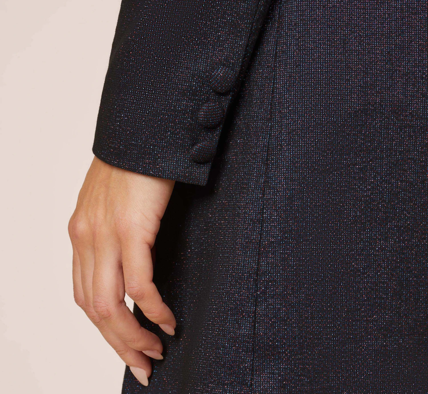 Jacquard A-Line Short Cocktail Tuxedo Dress In Magenta Multi 3 Jacquard A-Line Short Cocktail Tuxedo Dress In Magenta Multi - Image 3