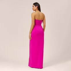 Stretch Crepe Long Column Gown With Sweetheart Neckline In Magenta 8 Stretch Crepe Long Column Gown With Sweetheart Neckline In Magenta -Glam Mirth Sales MN1E207650 AA520 Regular Back