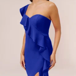 Stretch Crepe Strapless Midi-Length Sheath Cocktail Dress With Ruffle In Royal Sapphire 8 Stretch Crepe Strapless Midi-Length Sheath Cocktail Dress With Ruffle In Royal Sapphire -Glam Mirth Sales MN1E207799 AN401 Regular Alternate