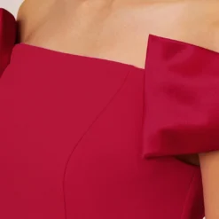 Stretch Crepe Off-The-Shoulder Long Column Gown With Bows In Matador Red 8 Stretch Crepe Off-The-Shoulder Long Column Gown With Bows In Matador Red -Glam Mirth Sales MN1E207804 AF601 Regular Detail