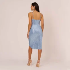 Sequin Knit Cocktail Dress With Ruched Details In Air Force 10 Sequin Knit Cocktail Dress With Ruched Details In Air Force -Glam Mirth Sales MN1E207992 AG496 Regular Back