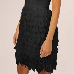 One Shoulder Cocktail Dress With Feather Chiffon Skirt In Black 11 One Shoulder Cocktail Dress With Feather Chiffon Skirt In Black -Glam Mirth Sales MN1E208133 AA002 Regular Lifestyle