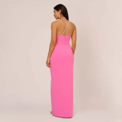 Cowl Neck Column Gown With Draped Details In Pink Parfait 9 Cowl Neck Column Gown With Draped Details In Pink Parfait -Glam Mirth Sales MN1E208136 AF661 Regular Back