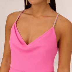 Cowl Neck Column Gown With Draped Details In Pink Parfait 10 Cowl Neck Column Gown With Draped Details In Pink Parfait -Glam Mirth Sales MN1E208136 AF661 Regular Detail