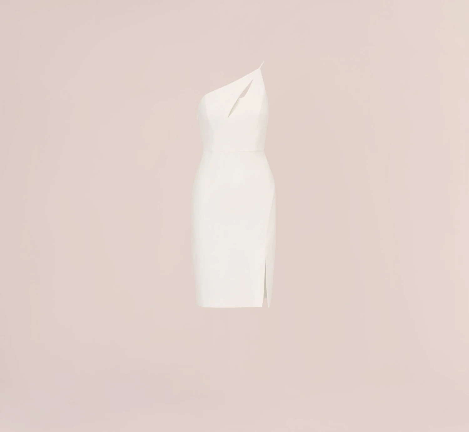 One Shoulder Crepe Dress With Cutout Neckline In Ivory 7 One Shoulder Crepe Dress With Cutout Neckline In Ivory - Image 7