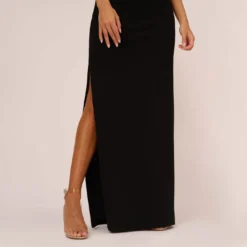 Asymmetrical Crepe Column Gown With Chain Straps In Black 10 Asymmetrical Crepe Column Gown With Chain Straps In Black -Glam Mirth Sales MN1E208143 AA002 Regular Lifestyle