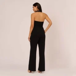 Tuxedo Jumpsuit With Halter Neckline In Black 9 Tuxedo Jumpsuit With Halter Neckline In Black -Glam Mirth Sales MN1E208147 AA002 Regular Back