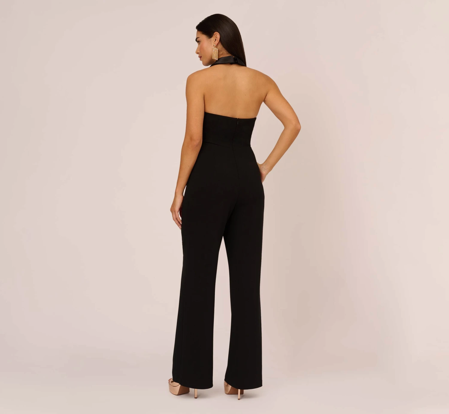Tuxedo Jumpsuit With Halter Neckline In Black 4 Tuxedo Jumpsuit With Halter Neckline In Black - Image 4