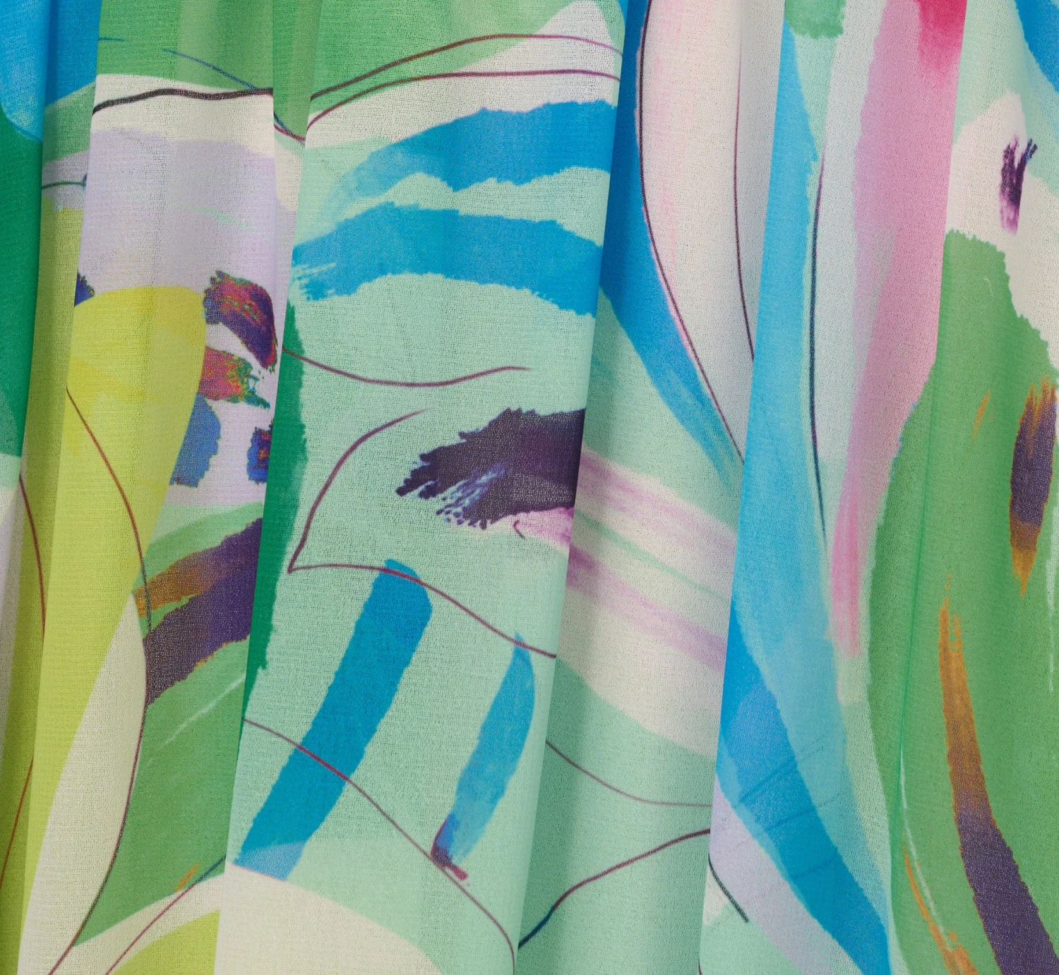 Tropical Printed Chiffon Dress With Wrap Details In Green Multi 6 Tropical Printed Chiffon Dress With Wrap Details In Green Multi - Image 6