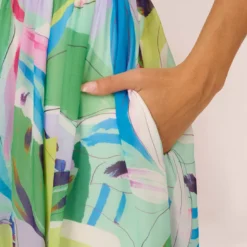 Tropical Printed Chiffon Dress With Wrap Details In Green Multi 10 Tropical Printed Chiffon Dress With Wrap Details In Green Multi -Glam Mirth Sales MN1E208149 AA390 Regular Lifestyle