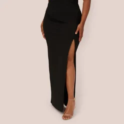 Plus Size Knit Crepe Sleeveless Column Gown With Cutout Neckline In Black 10 Plus Size Knit Crepe Sleeveless Column Gown With Cutout Neckline In Black -Glam Mirth Sales MN1E208377 AA002 Plus Lifestyle