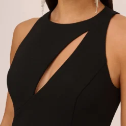 Knit Crepe Sleeveless Column Gown With Cutout Neckline In Black 8 Knit Crepe Sleeveless Column Gown With Cutout Neckline In Black -Glam Mirth Sales MN1E208377 AA002 Regular Detail