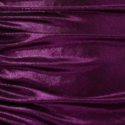 Metallic Knit Long Sleeve Asymmetrical Dress With Ruched Details In Wild Orchid 12 Metallic Knit Long Sleeve Asymmetrical Dress With Ruched Details In Wild Orchid -Glam Mirth Sales MN1E208390 AD510 Regular Alternate