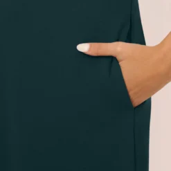 Knit Crepe One Shoulder Dress With Sheer Cutout And Skirt In Forest -Glam Mirth Sales MN1E208445 AB311 Regular Lifestyle