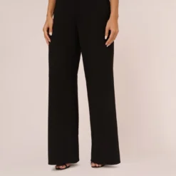 Knit Crepe Wide Leg Jumpsuit With Cutout Accent In Black -Glam Mirth Sales MN1E208527 AA002 Regular Lifestyle